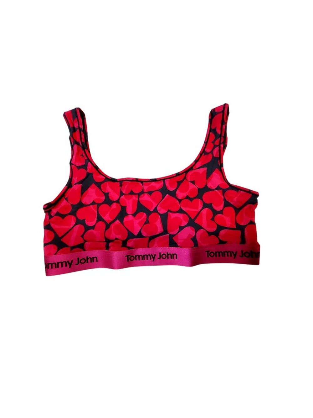 Tommy John Second Skin Scoop Bralette Modal Stretch Fabric Size L Cropped Hearts